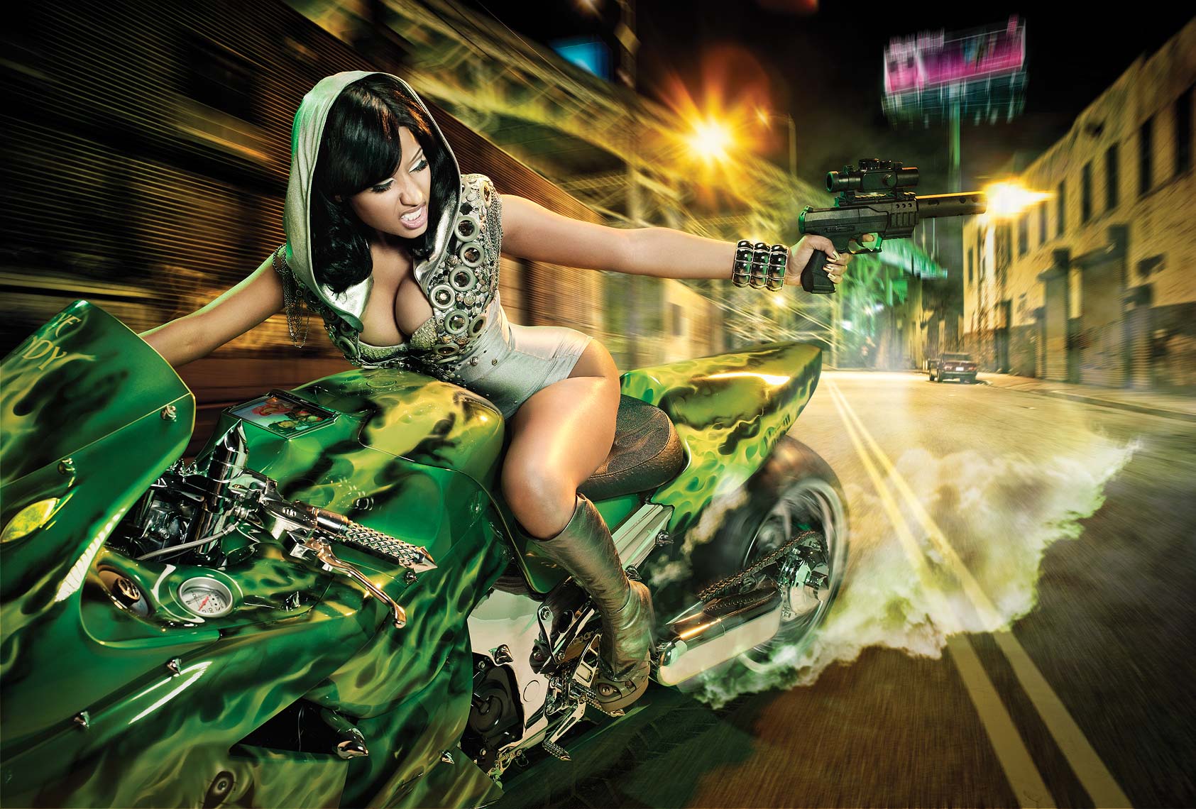 Howard-Huang-Nicki-Minaj-bike-gun-magazine-Blackmen